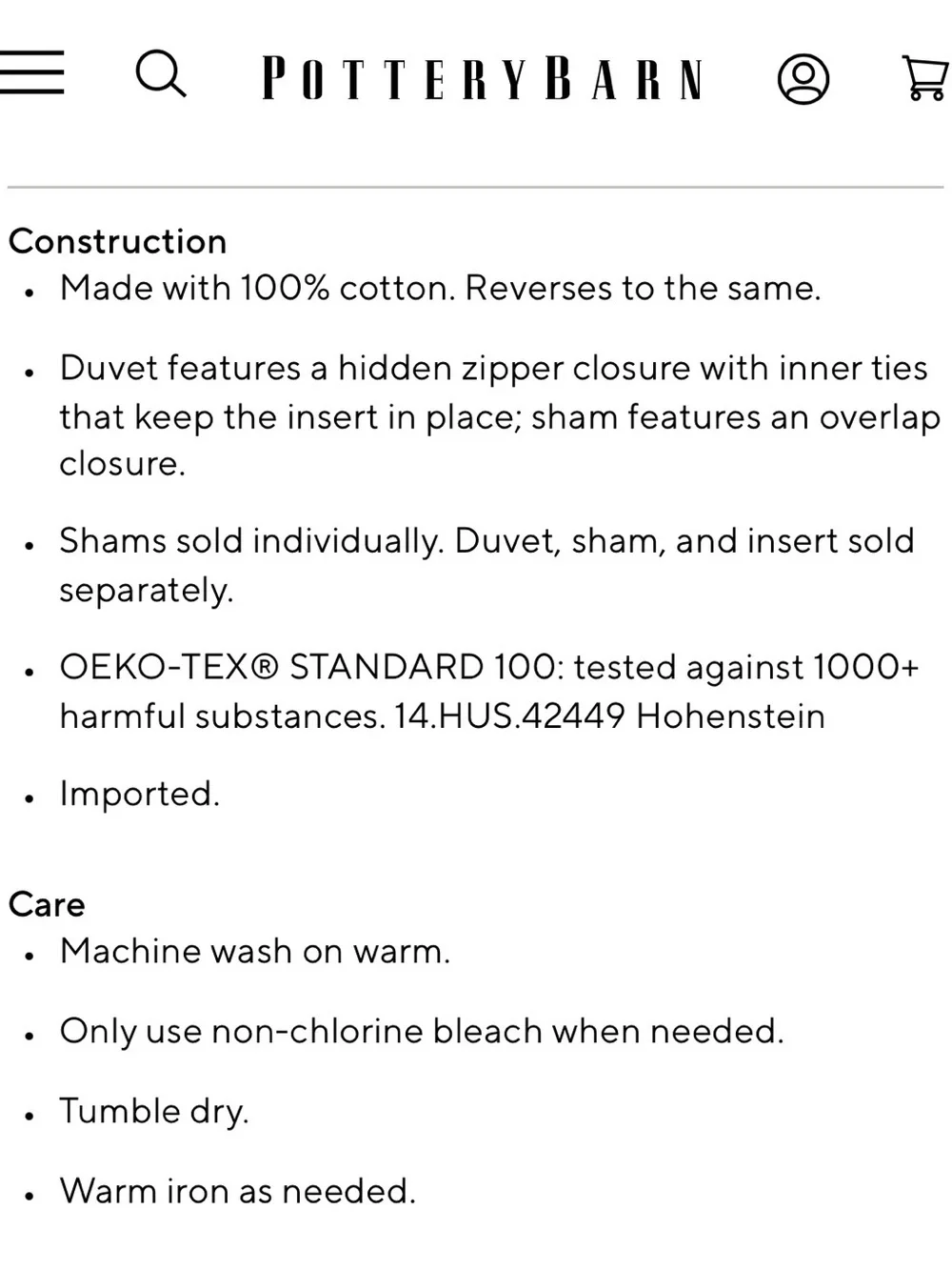 Pottery Barn Green and Beige Botanical Duvet Cover